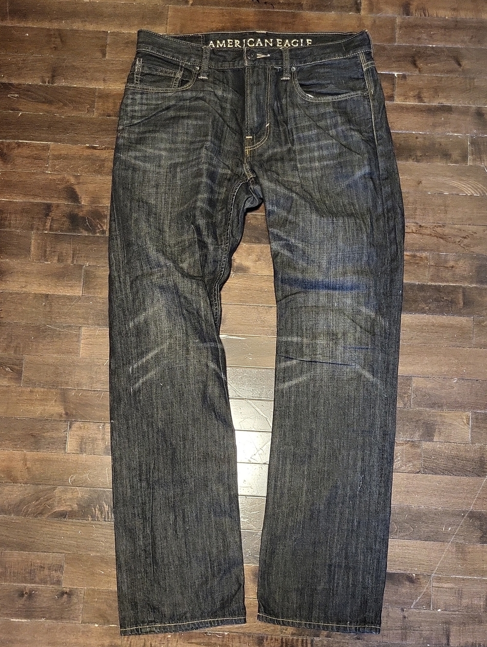 American Eagle Outfitters Men's Straight Jeans in Black Wash